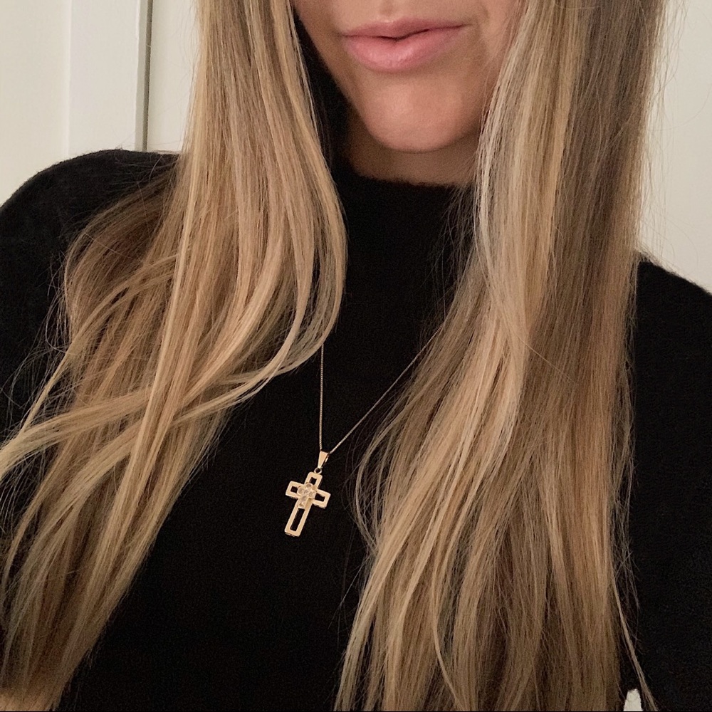 CZ Cross Necklace | 18k Gold Filled - Picture 3 of 6